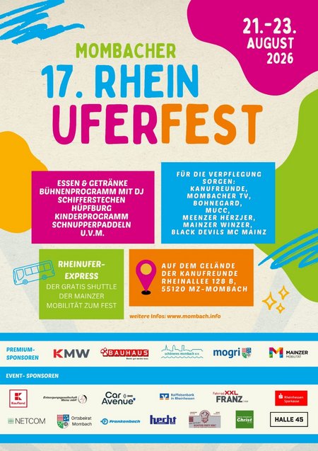 17. Mombacher Rheinuferfest vom 21.–23.08.2026